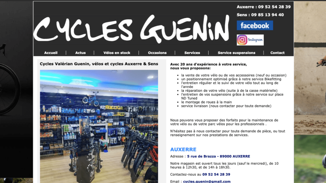 Conception d'un site internet pour Cycles Guenin Vélo