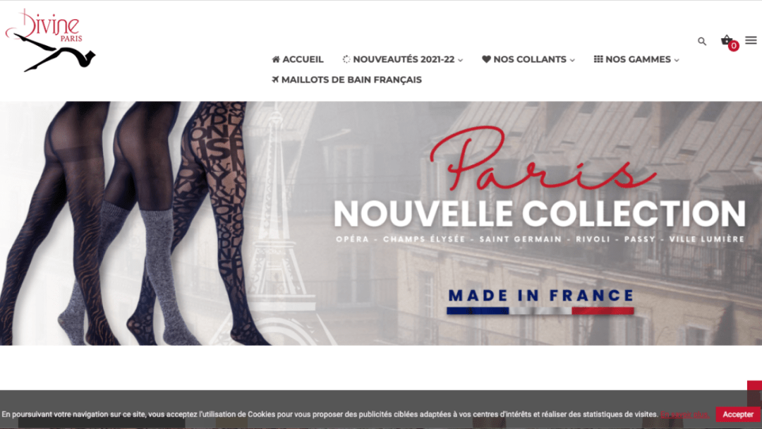 Conception d'un site internet pour Divine Paris, créateur de collant pour femme