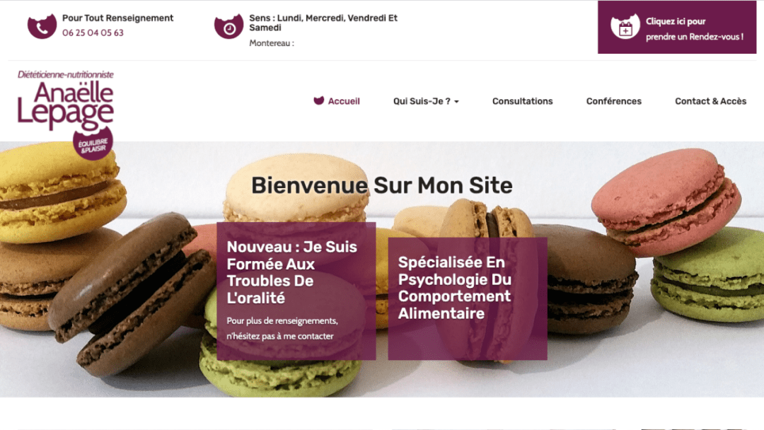 Conception d'un site internet pour Anaëlle Lepage, diététicienne et nutritionniste