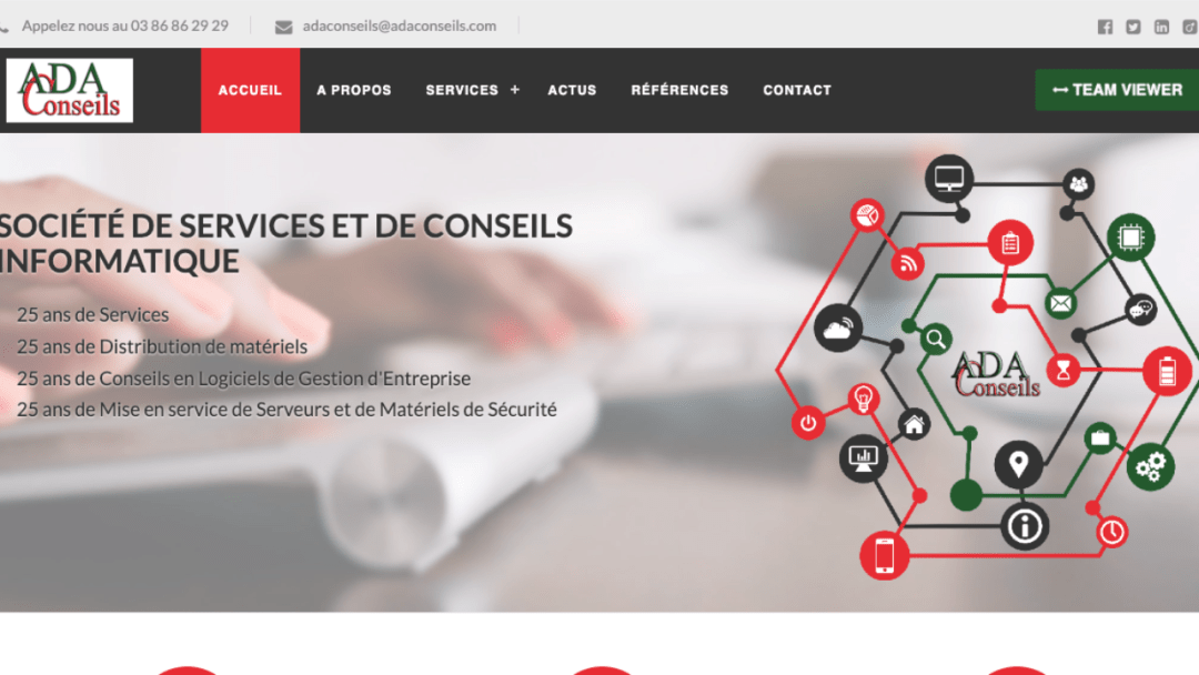 Conception d'un site internet pour ADA Conseils, société de services et de conseils informatique