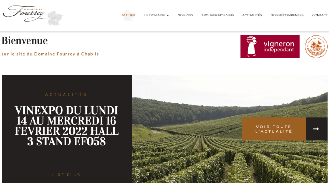 Conception d'un site internet pour le Domaine Fourrey, viticulteur