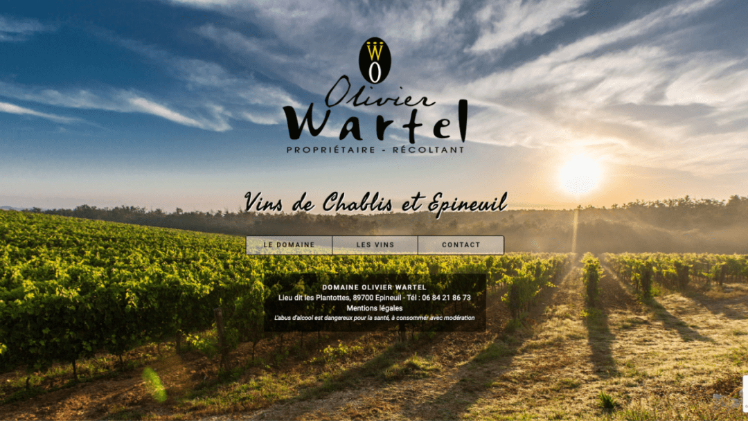 Conception du site internet du viticulteur Olivier Wartel
