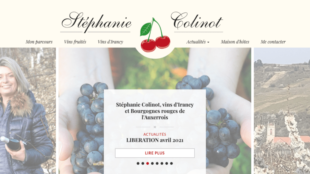 Conception du site internet de Stephanie Colinot, viticultrice et négociante